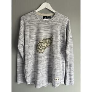 Adidas Red Wings NHL Space Dye Sweater Knit Top Women XL Gray Lounge Pullover